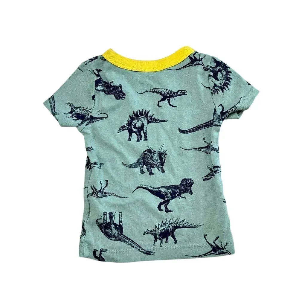 Wonder Nation Green Yellow Dinosaur Cotton Knit‎ Pajama Set 18 months Babycore